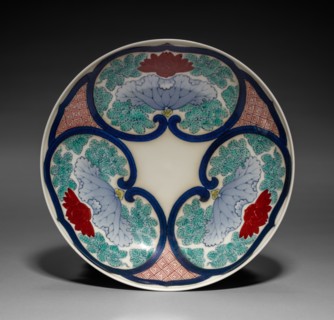 Dish with Lotus in Rui-Head-Shaped Cartouches, mid-1800s. Creator: Unknown.