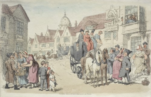 Dolphins Inn: Greenwich and Woolwich Coaches, 1816. Creator: Thomas Rowlandson (British, 1756-1827).
