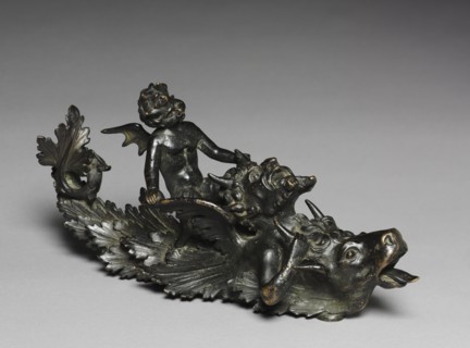 Doorknocker with a Satyr Pulling an Ox's Horns, 1800s. Creator: Andrea Riccio (Italian, c. 1470-1532).