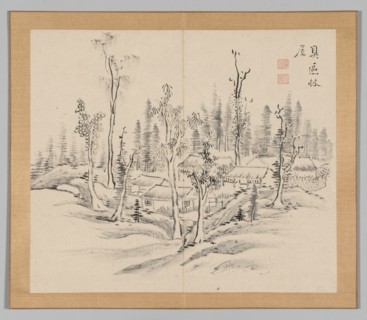 Double Album of Landscape Studies after Ikeno Taiga, Volume 2 (leaf 23), 18th century. Creator: Aoki Shukuya (Japanese, 1789).