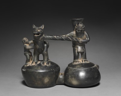 Double-chambered Vessel with Figures and Camelid, 1470-1532. Creator: Unknown.
