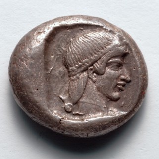 Drachm: Head of Onidian Aphrodite (reverse), 500-480 BC. Creator: Unknown.