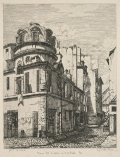 Eaux-Fortes sur le Vieux Paris: Ancienne école de médecine rue de la Bûcherie..., 1865. Creator: Gabrielle-Marie Niel (French, 1840-1894); Published by Cadart, Printed by Auguste Delatre.