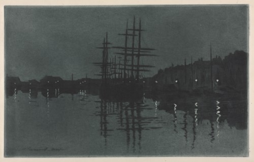 Effect of Moon at Dieppe, c. 1885. Creator: Henri Charles Guérard (French, 1846-1897).
