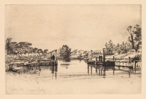 Egham Lock, 1859. Creator: Francis Seymour Haden (British, 1818-1910).