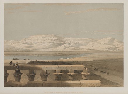 Egypt and Nubia, Volume I: Libyan Chain of Mountains, from the Temple of Luxor, 1847. Creator: Louis Haghe (British, 1806-1885); F.G.Moon, 20 Threadneedle Street, London.