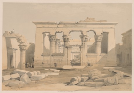 Egypt and Nubia: Volume I - No. 28, Portico of the Temple of Kalabshi, 1838. Creator: Louis Haghe (British, 1806-1885).