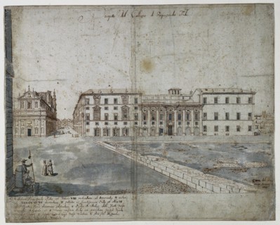 Eighteen Views of Rome: The Collegio di Propaganda Fide (recto), 1665. Creator: Lievin Cruyl (Flemish, c. 1640-c. 1720).