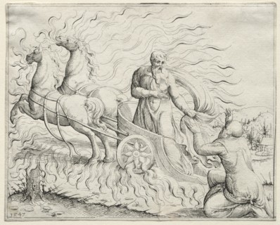 Elijah Ascends to Heaven, 1547. Creator: Augustin Hirschvogel (German, 1503-1553).