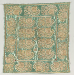 Embroidered envelope with closures, late 1700s to early 1800s. Creator: Unknown.