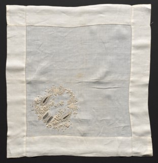 Embroidered Linen Handkerchief, 19th century. Creator: Unknown.