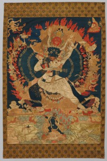 Embroidery: Yama and Consort, 18th-19th century. Creator: Unknown.