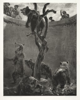 Essay on Stone with Brush and Scraper: The Bear Pit, 1851. Creator: Adolph von Menzel (German, 1815-1905).