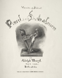 Essay on Stone with Brush and Scraper: Title Page, 1851. Creator: Adolph von Menzel (German, 1815-1905).