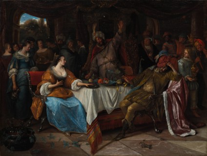 Esther, Ahasuerus, and Haman, c. 1668. Creator: Jan Steen (Dutch, 1626-1679).
