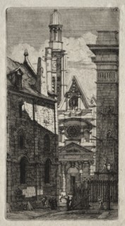 Etchings of Paris: Church of St. Stephen of the Mount, 1852. Creator: Charles Meryon (French, 1821-1868).