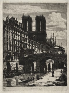 Etchings of Paris: Le Petit Pont, 1850. Creator: Charles Meryon (French, 1821-1868).