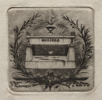 Etchings of Paris: Molière's Tomb in Père Lachaise Cemetery, 1854. Creator: Charles Meryon (French, 1821-1868).
