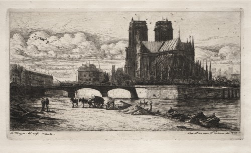 Etchings of Paris: The Apse of the Cathedral of Notre Dame, 1854. Creator: Charles Meryon (French, 1821-1868).