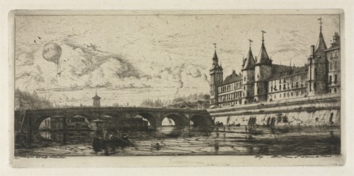 Etchings of Paris: The Exchange Bridge, 1854. Creator: Charles Meryon (French, 1821-1868).