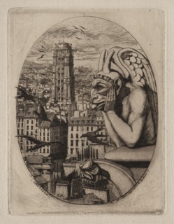 Etchings of Paris: The Gargoyle, 1853. Creator: Charles Meryon (French, 1821-1868).