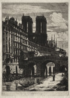 Etchings of Paris: The Little Bridge, 1850. Creator: Charles Meryon (French, 1821-1868).