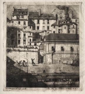 Etchings of Paris: The Mortuary, 1854. Creator: Charles Meryon (French, 1821-1868).