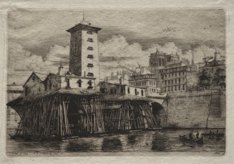 Etchings of Paris: The Notre Dame Pump, 1852. Creator: Charles Meryon (French, 1821-1868).