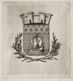 Etchings of Paris: The Symbolical Arms of the City of Paris, 1854. Creator: Charles Meryon (French, 1821-1868).