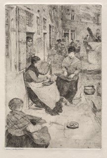 Etchings of Venice: Bead Stringers, 1882. Creator: Otto H. Bacher (American, 1856-1909).