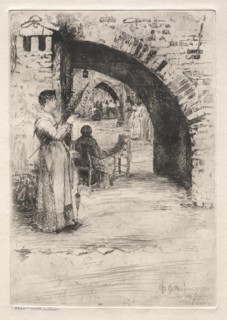 Etchings of Venice: Net Makers, 1881. Creator: Otto H. Bacher (American, 1856-1909).
