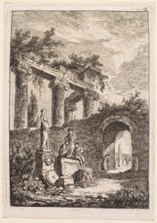 Evenings in Rome: The Statue in Front of Ruins, 1763-1764. Creator: Hubert Robert (French, 1733-1808).