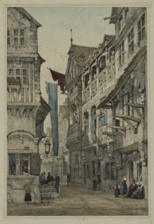 Facisimilies of Sketches made in Flanders and Germany: Sachsenhausen Francfort, 1833. Creator: Samuel Prout (British, 1783-1852).