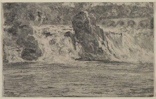 Falls of the Rhine at Schaffhausen (Rheinfall von Schaffhausen), 1885. Creator: Adolph von Menzel (German, 1815-1905).