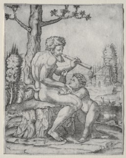 Faun and Child, c. 1509. Creator: Marcantonio Raimondi (Italian, 1470/82-1527/34).