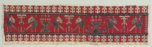 Five Embroidered Fragments, 18th-19th century. Creator: Unknown.