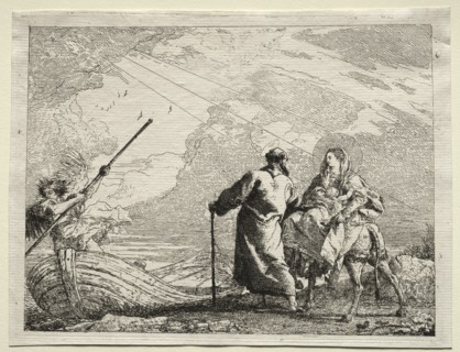 Flight into Egypt: The Holy Family Arriving at the Bank of the River. Creator: Giovanni Domenico Tiepolo (Italian, 1727-1804).