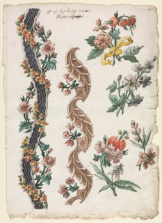 Floral Designs and Floral Bands, 1784. Creator: Giacomo Cavenezia (Italian).