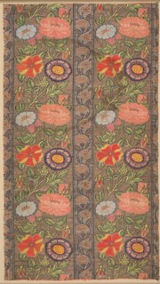 Floral striped silk on a golden ground, 1600-1650. Creator: Unknown.