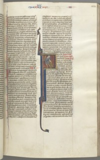 Fol. 112r, Kings II, historiated initial F, the beheading of the Amalekite, c. 1275-1300. Creator: Unknown.