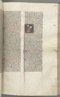 Fol. 230r, Psalm 97, historiated initial C, two clerics singing at a lectern. , c. 1275-1300. Creator: Unknown.