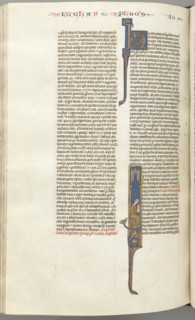 Fol. 425v, John, historiated initial I, John seated writing, c. 1275-1300. Creator: Unknown.