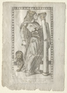 Forteza (from the Tarocchi, series B: Cosmic Principles & Virtues, #36), before 1467. Creator: Master of the E-Series Tarocchi (Italian, 15th century).
