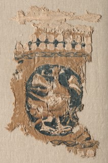 Fragment from a Hanging (?) with Roundel and Border, 800s - 900s. Creator: Unknown.