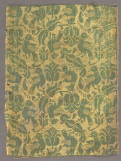 Fragment with Birds and Floral Motif, early 1600s. Creator: Unknown.