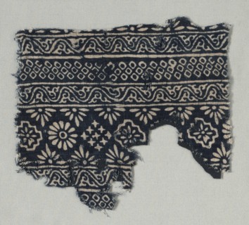 Fragment with decorated bands, probably 1400s. Creator: Unknown.