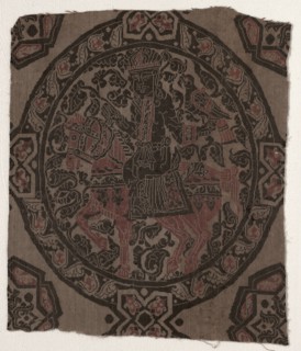 Fragment with Equestrian Falconer King, 800s. Creator: Unknown.