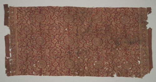 Fragment with geese circling lotus medallions, 1400s. Creator: Unknown.
