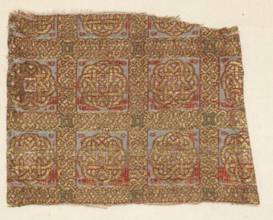 Fragment with stars in stacked squares, from a dalmatic of San Valero, 1200s. Creator: Unknown.