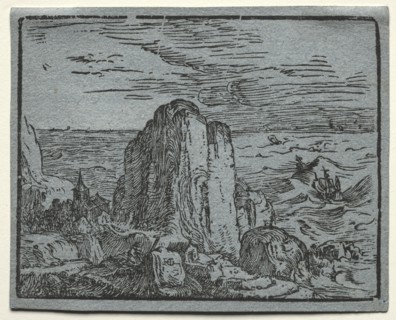 From a set of 4 Landscapes: No.4- Cliff on the Seashore. Creator: Hendrick Goltzius (Dutch, 1558-1617).